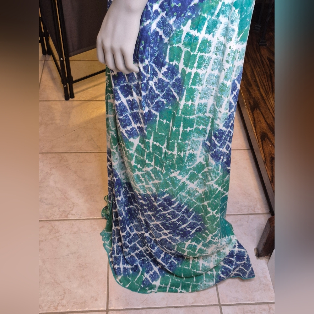 Nine West Blue and Green Patterned Maxi Dress - Picture 14 of 15